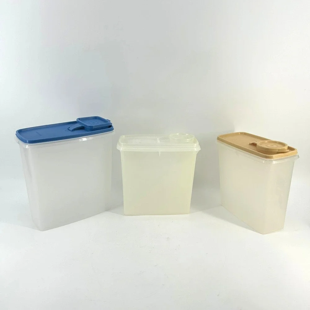 Tupperware Modular Mates Cereal Food Storage Containers Lot of 3 Blue Tan White